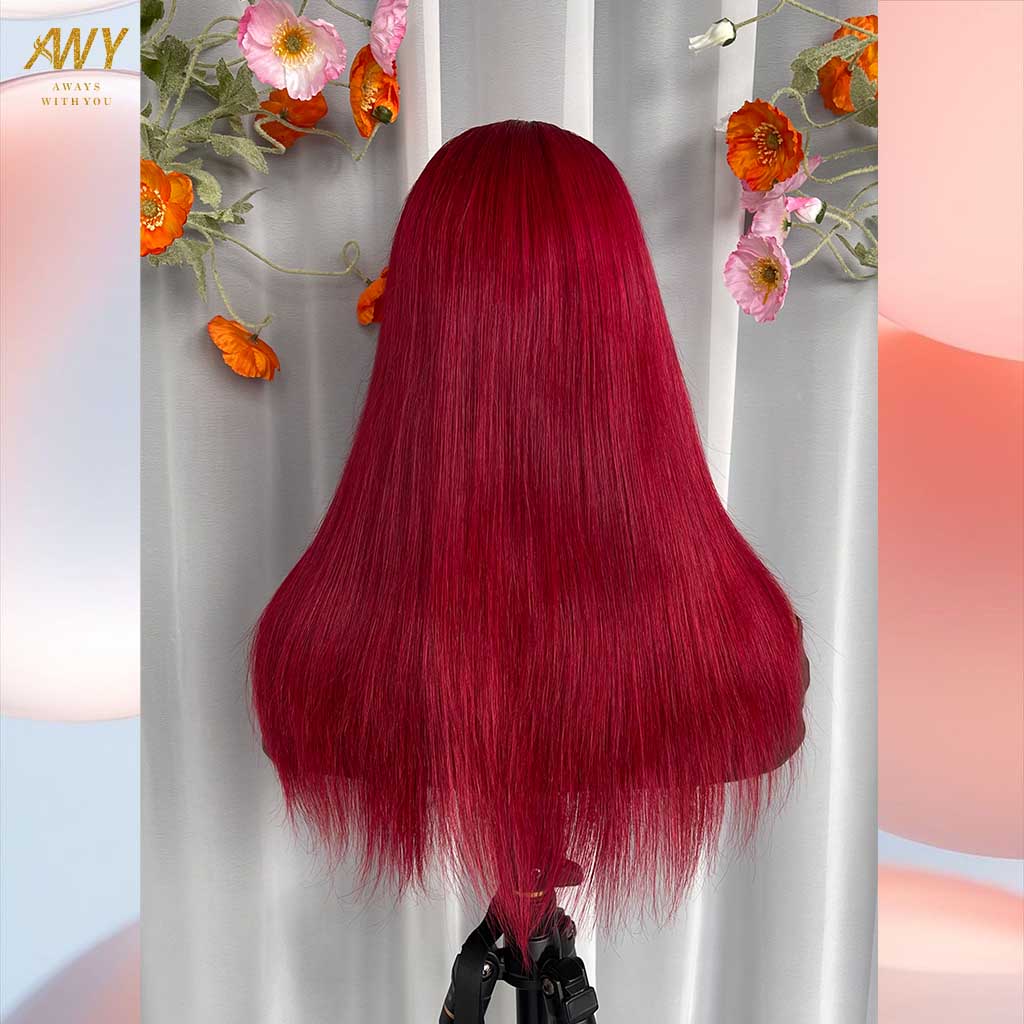 Color hair 13x4 Frontal Straight 200% density Wig (customized color 99#)