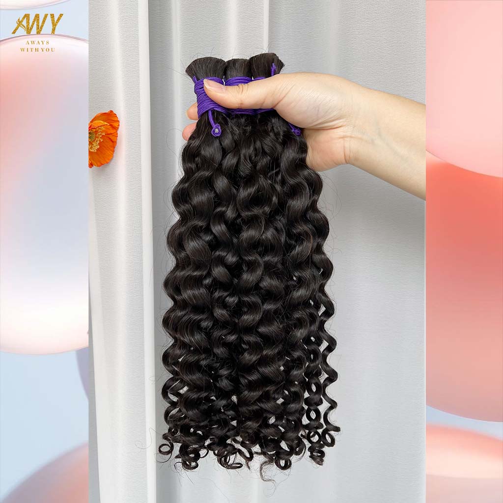 Cambodian virgin Curly hair bulk Extensions