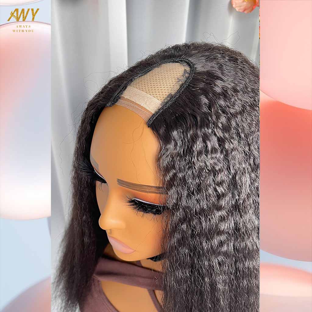 Cambodian Hair U Part Kinky Straight 200% Density Wig