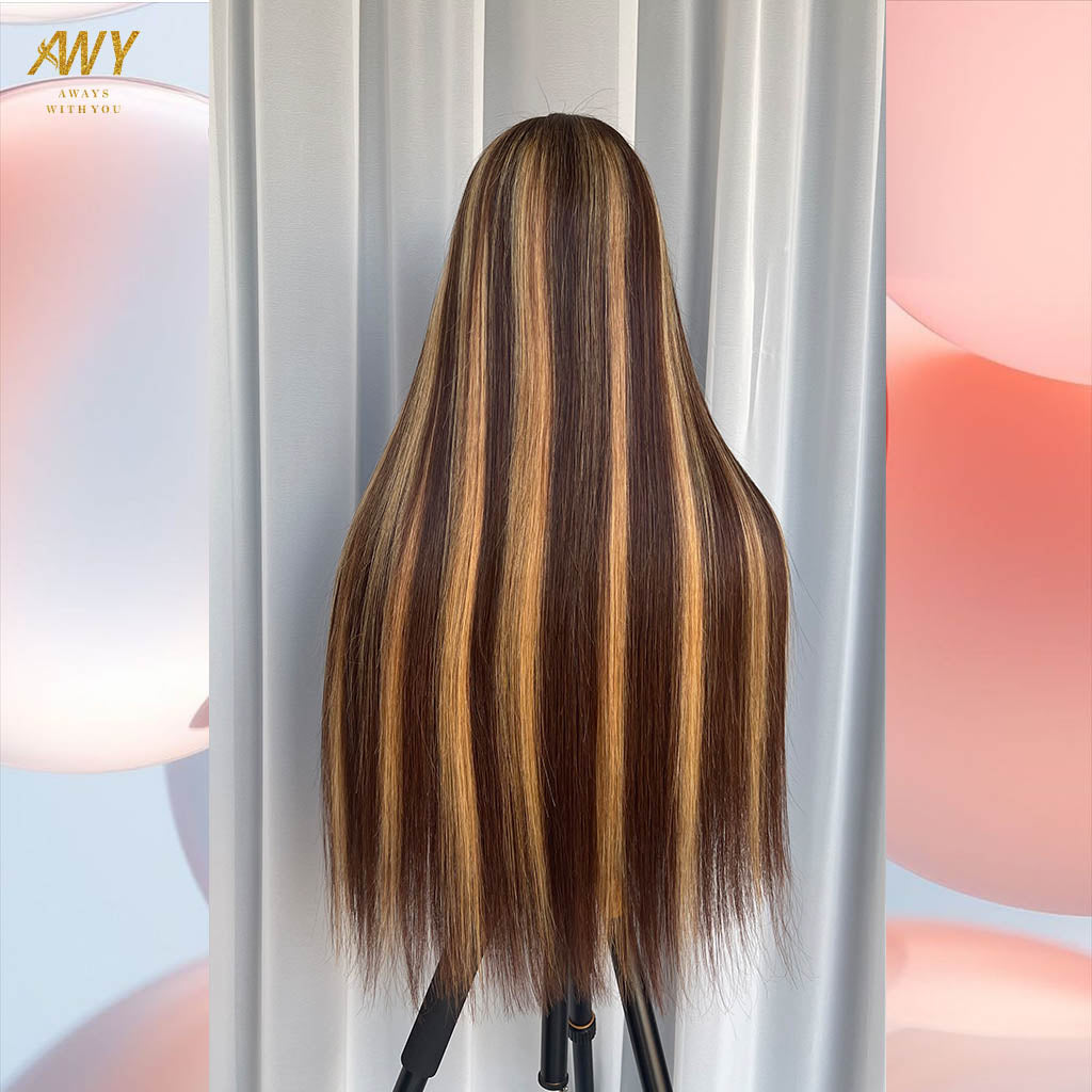Color hair 5x5 Closure Straight 200% density Wig (Piano Color)