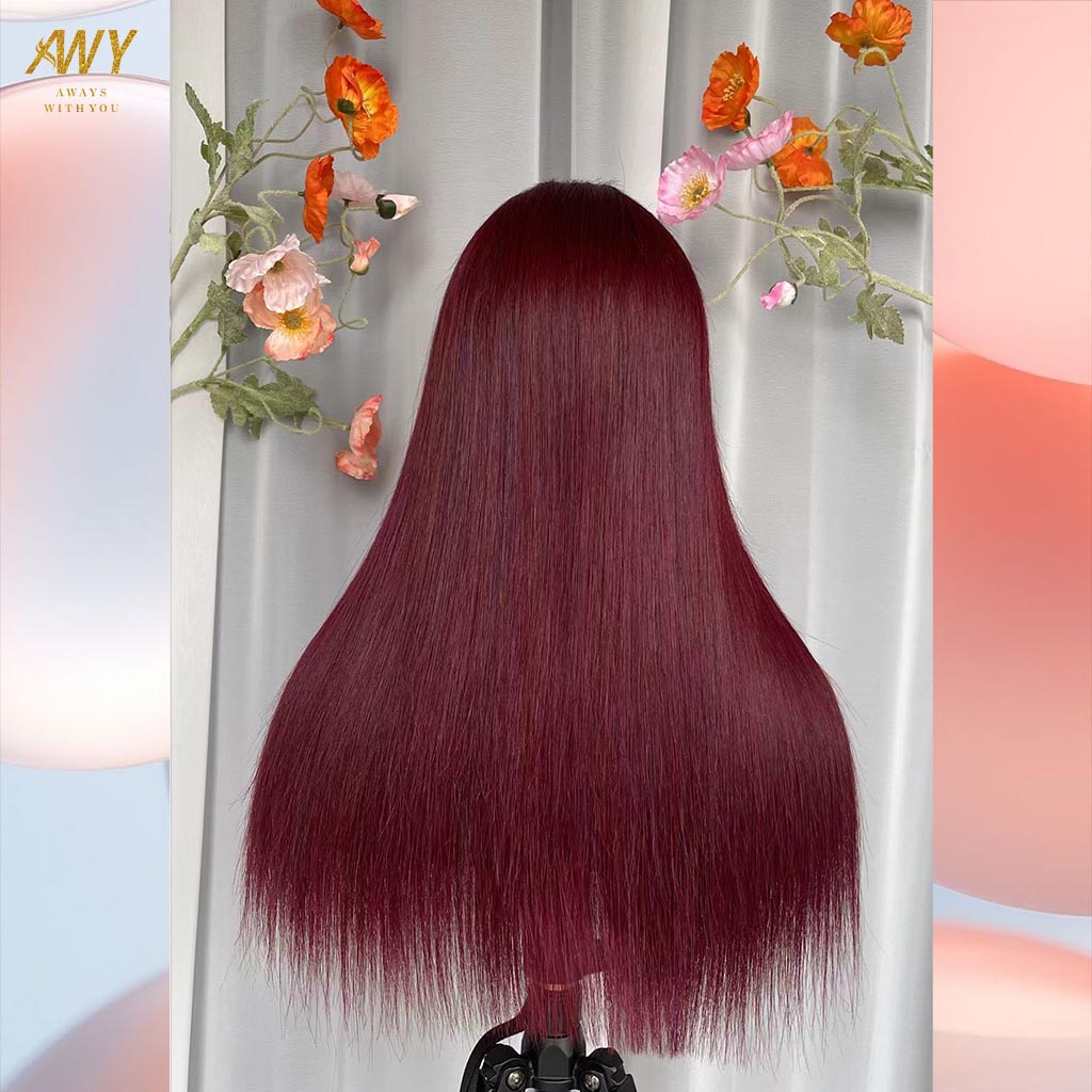 Color hair 6x6 Closure Straight 200% density Wig (#99J)
