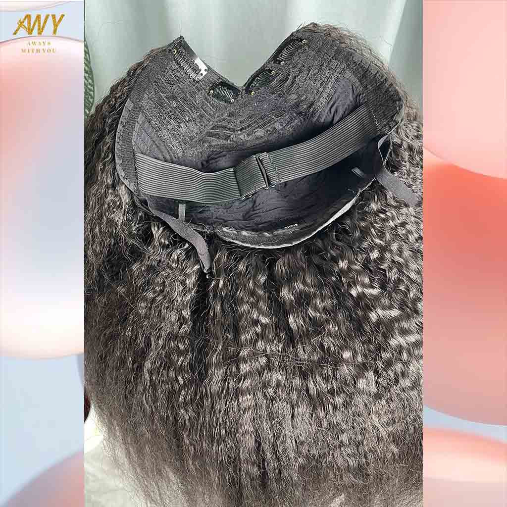 Cambodian Hair V Part Kinky Straight 200% Density Wig