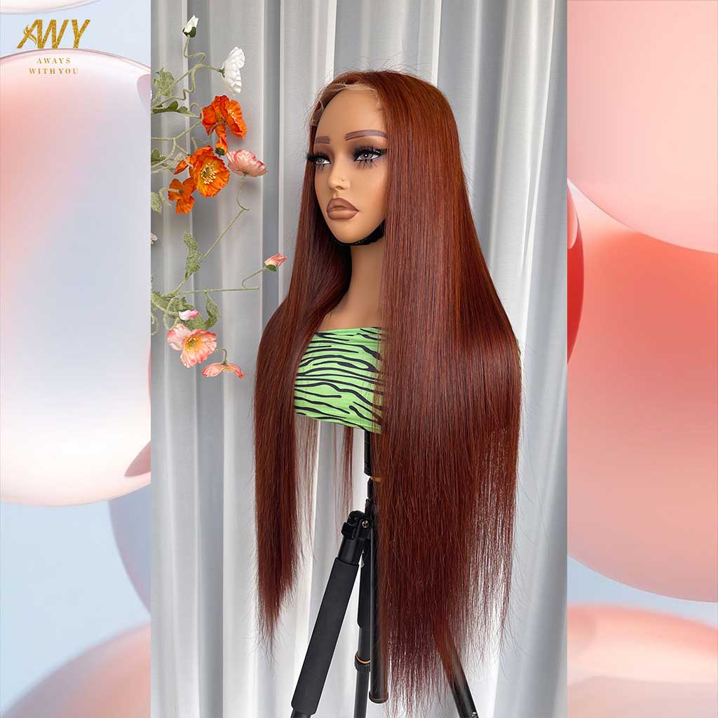 Color  hair  13x6 Frontal Straight  200% density Wig (customized color30#）