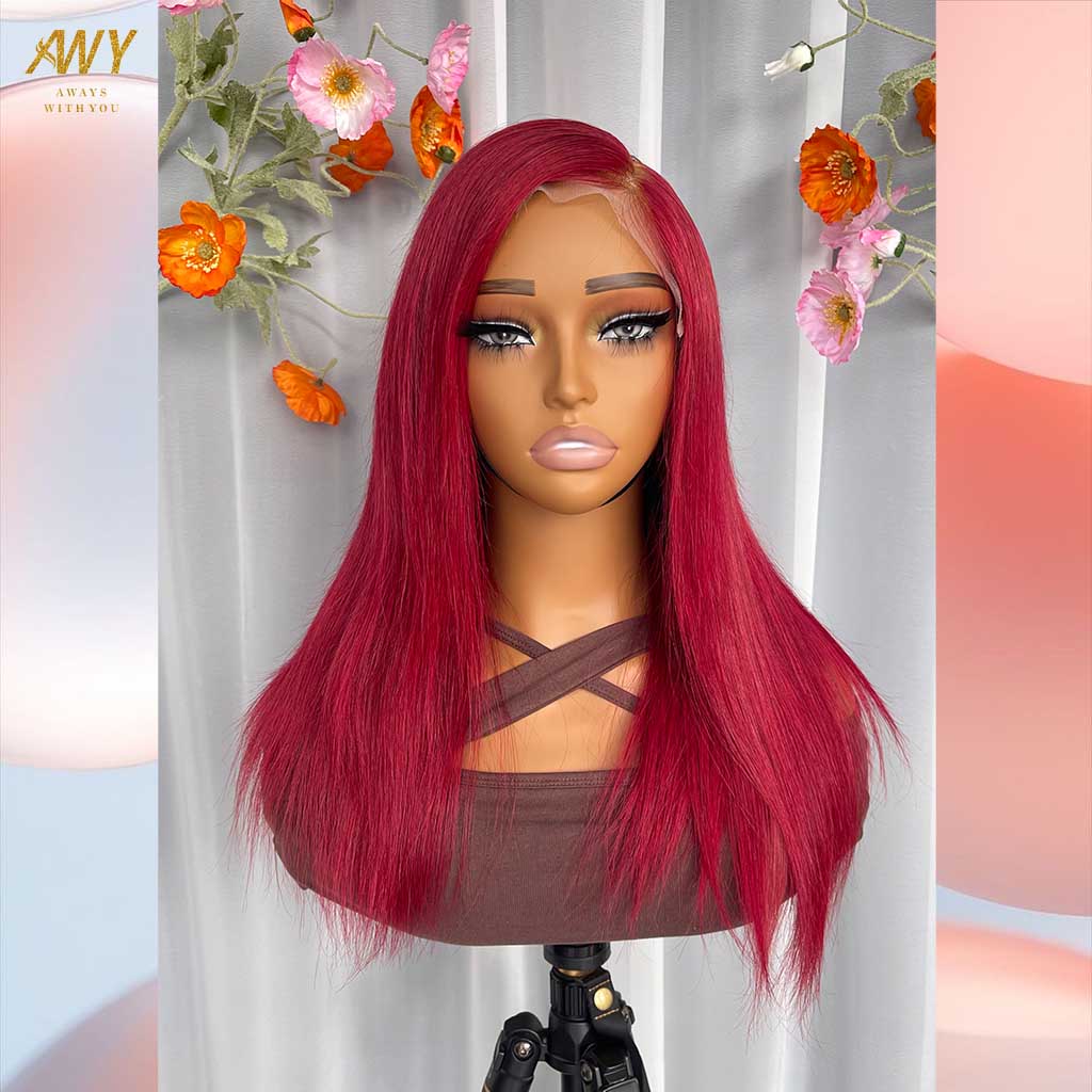 Color  hair  13x4 Frontal Straight  200% density Wig (customized color 99#）