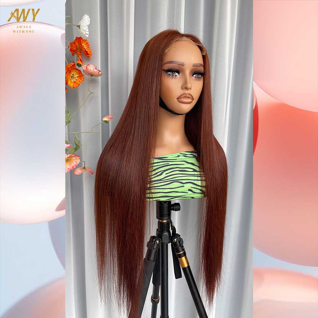 Color  hair  13x6 Frontal Straight  200% density Wig (customized color30#）