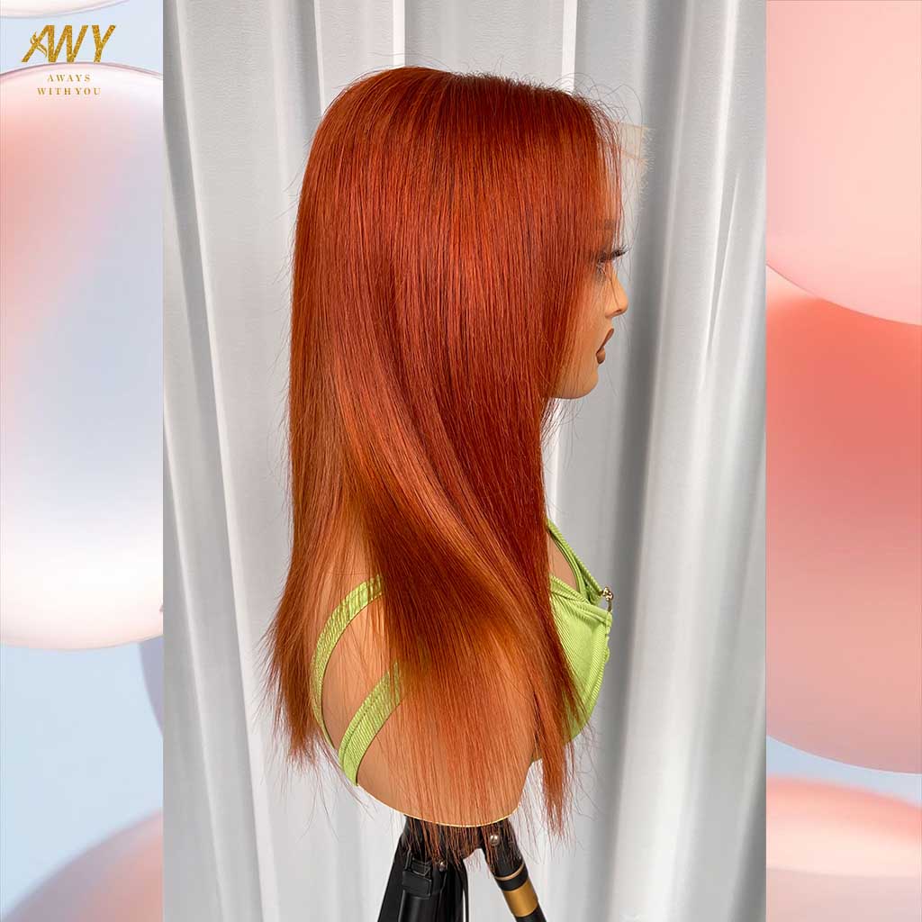 Color  hair  13x4 Frontal Straight  200% density Wig (customized color 33#）