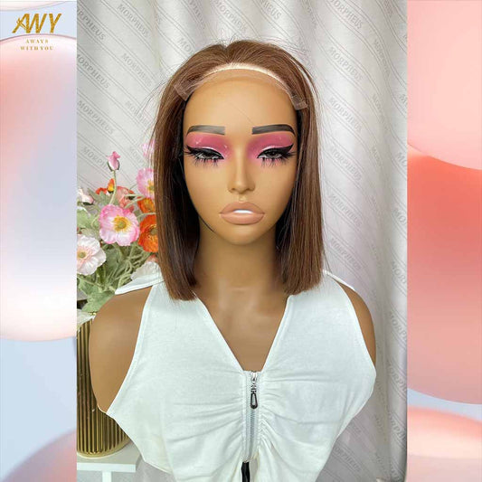 Bob Wig Color  hair  6X6 Closure 200% density Wig ( #4  Color）