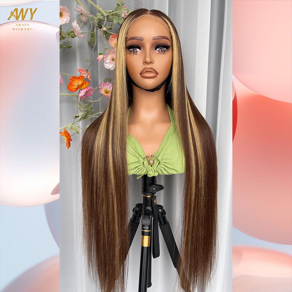Color hair  6x6 Closure Straight  200% density Wig (Piano Color）
