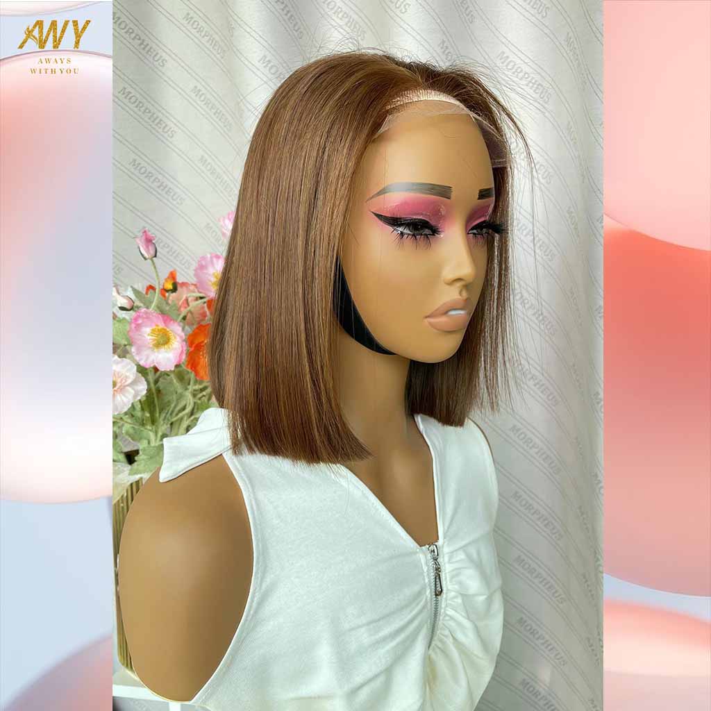 Bob Wig Color  hair  6X6 Closure 200% density Wig ( #4  Color）