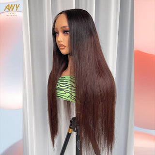 Color hair  6x6 Closure Straight  200% density Wig (#1B/#4）