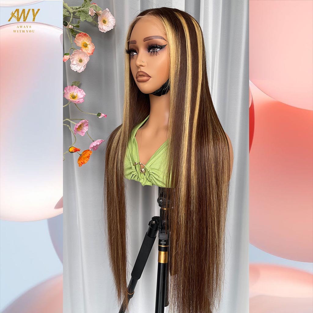 Color hair  6x6 Closure Straight  200% density Wig (Piano Color）