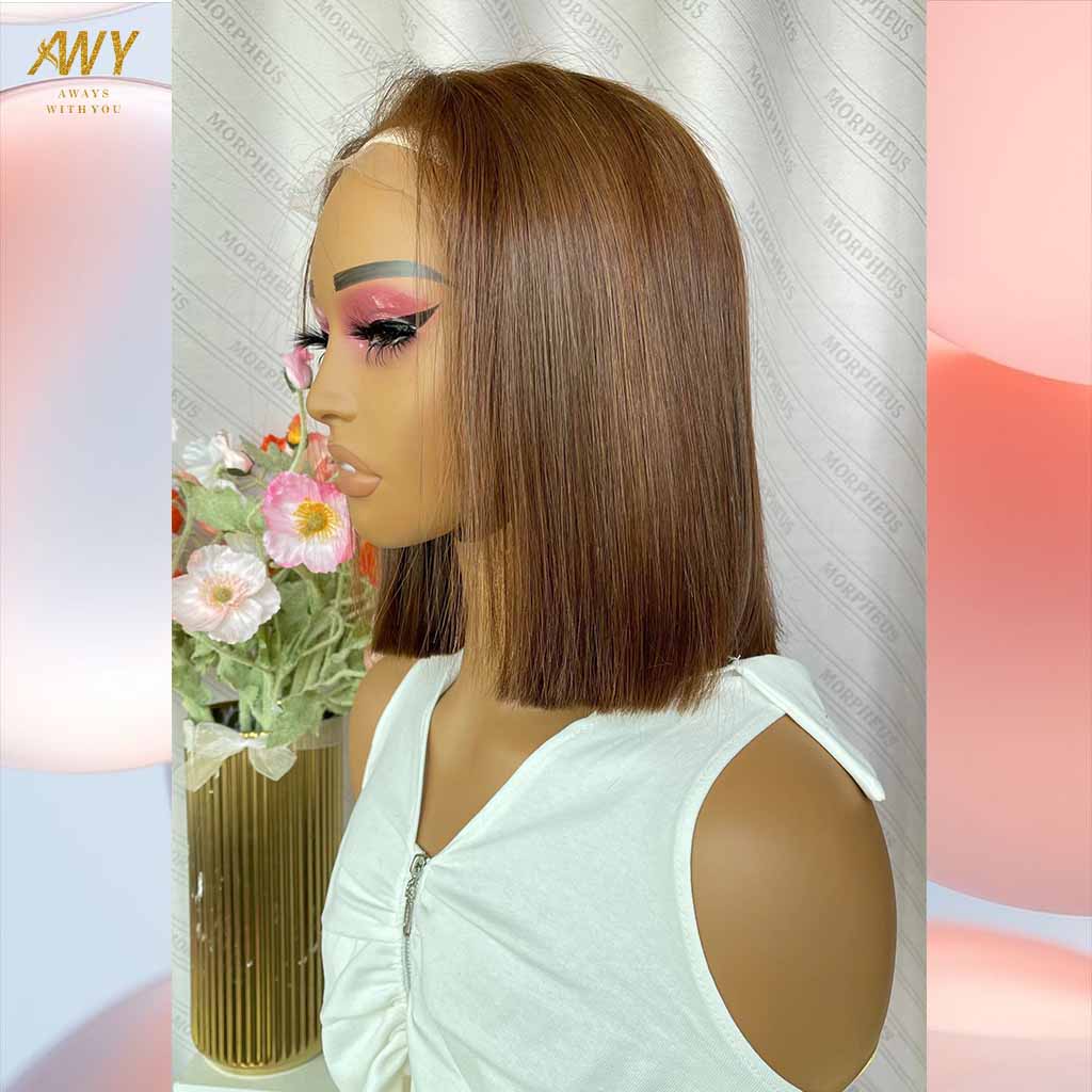 Bob Wig Color  hair  6X6 Closure 200% density Wig ( #4  Color）