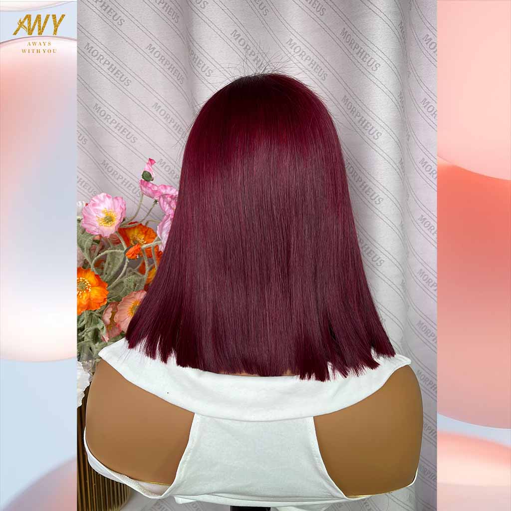 Bob Wig Color  hair  5X5 Closure 200% density Wig ( #99J  Color）