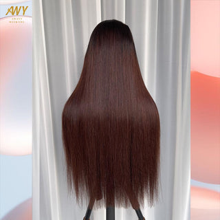 Color hair  6x6 Closure Straight  200% density Wig (#1B/#4）