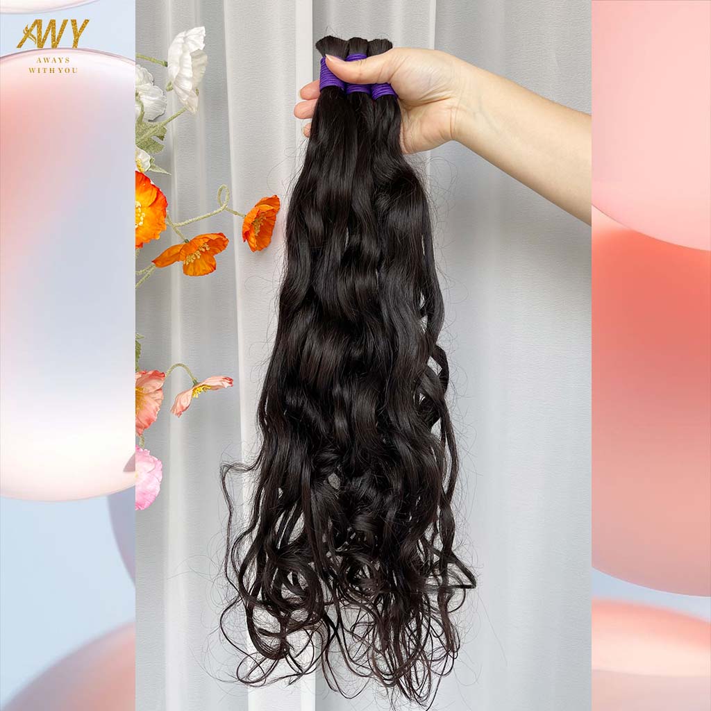 Cambodian virgin  Natural wave hair bulk Extensions