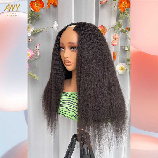 Cambodian Hair V Part Kinky Straight 200% Density Wig