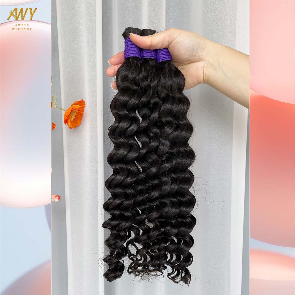 Cambodian virgin  Deep wave hair bulk Extensions
