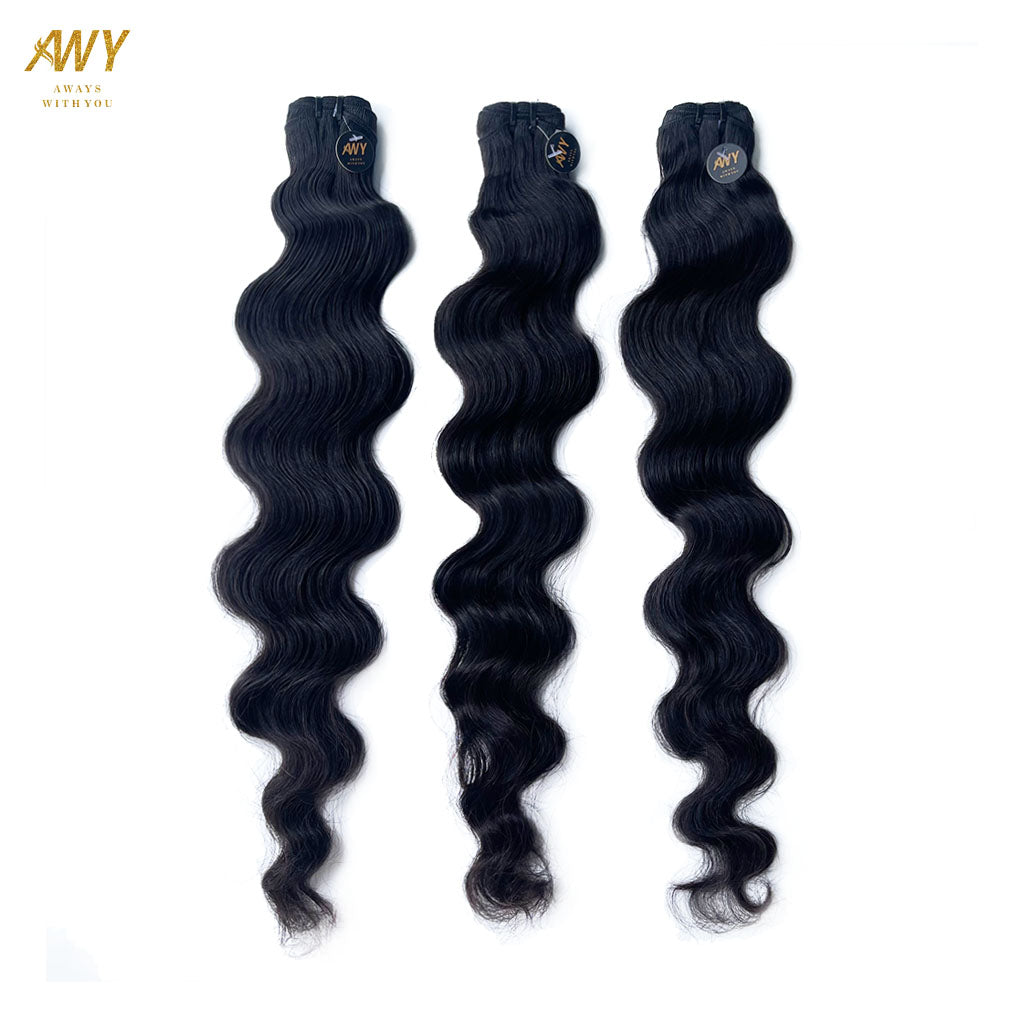 Raw Hair Double Drawn Nutual Wave Bundles