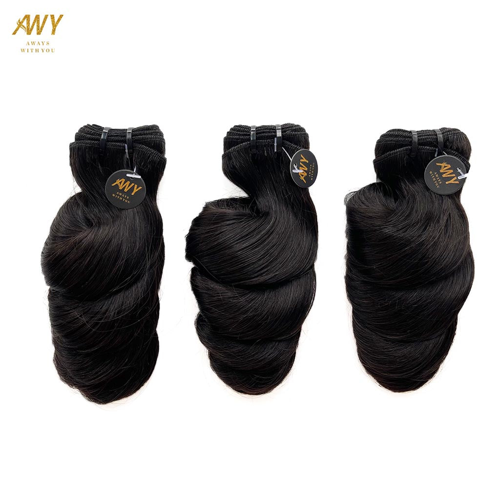 Raw Hair Double Drawn Loosel Wave Bundles