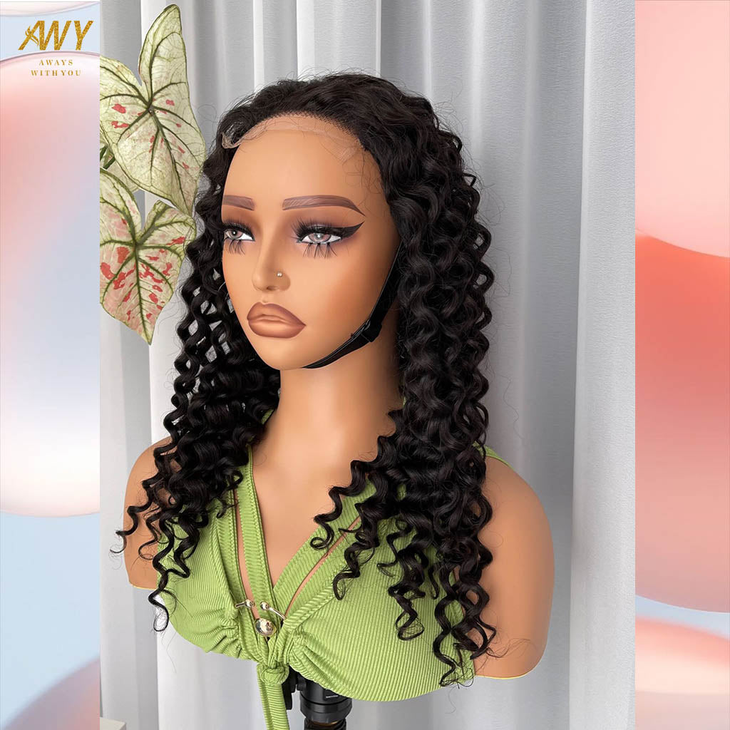 Cambodian Hair  4x4 Closure Deep Wave   200% Density Wig