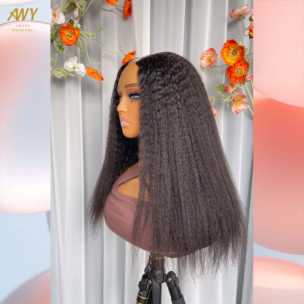 Cambodian Hair U Part Kinky Straight 200% Density Wig