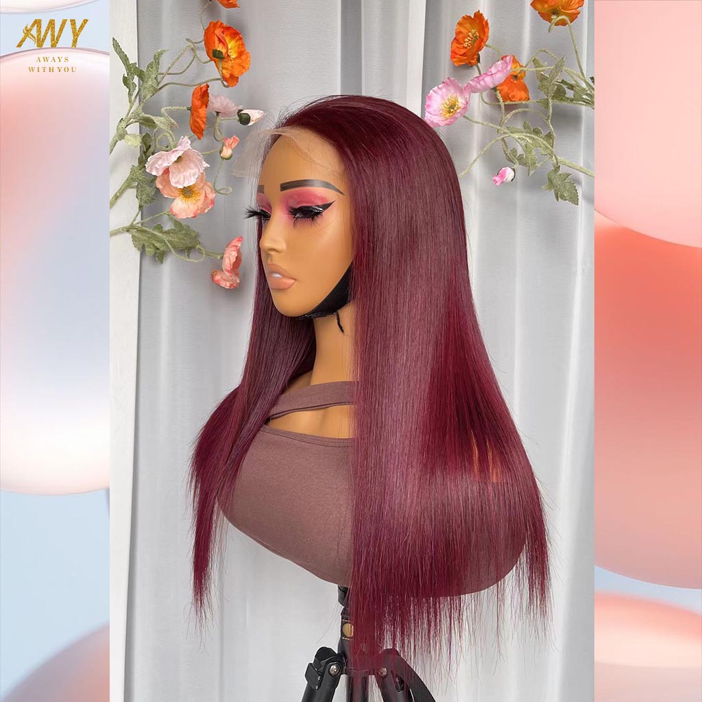Color hair  6x6 Closure Straight  200% density Wig (＃９９J）