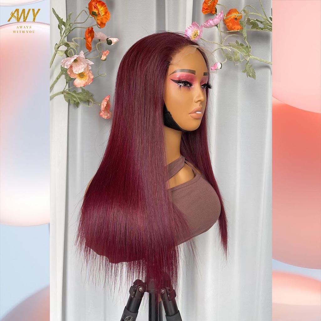 Color hair  6x6 Closure Straight  200% density Wig (＃９９J）