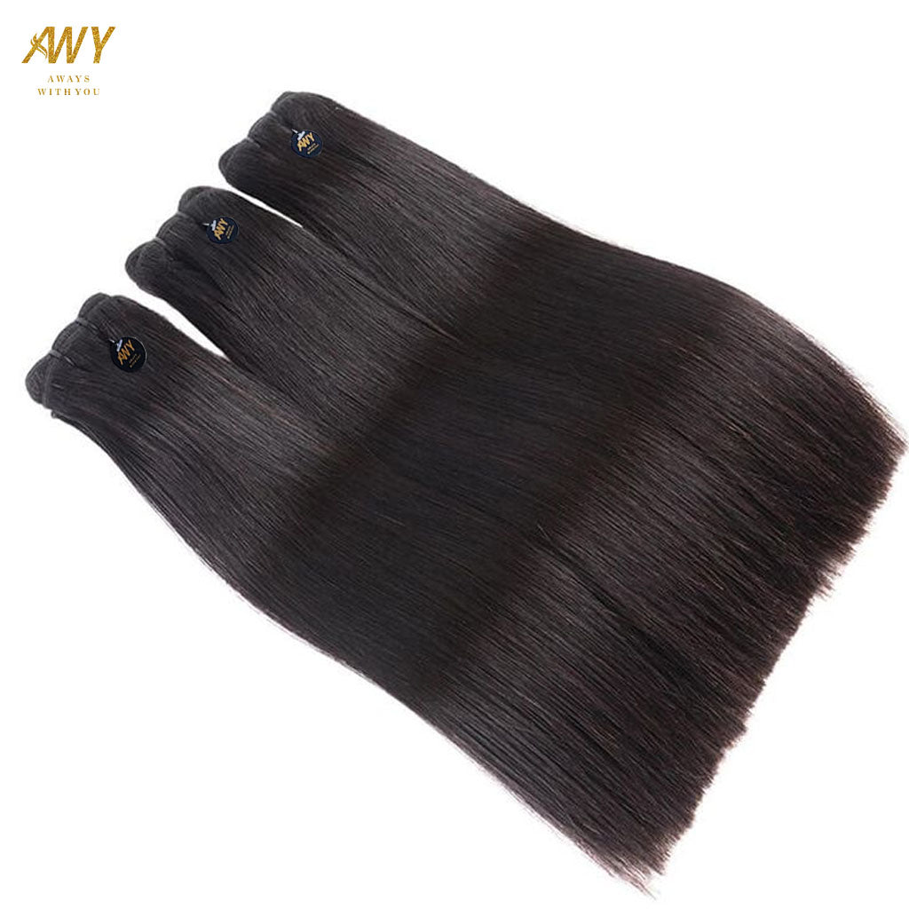Raw Hair Double Drawn  Straight Bundles