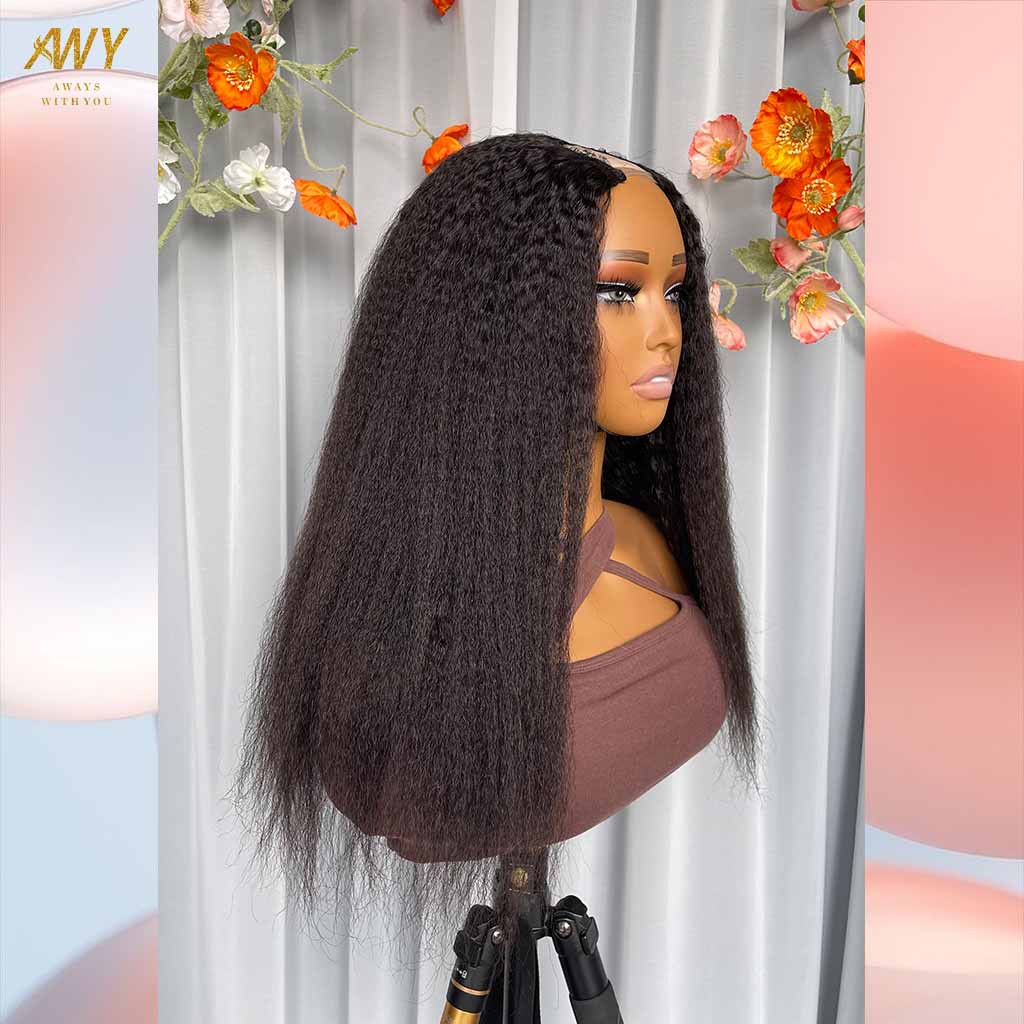 Cambodian Hair U Part Kinky Straight 200% Density Wig