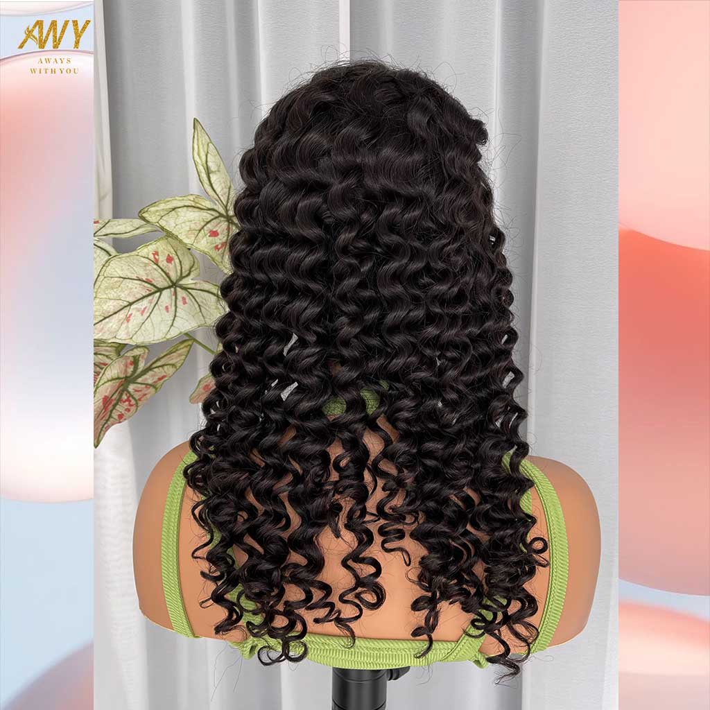 Cambodian Hair  4x4 Closure Deep Wave   200% Density Wig