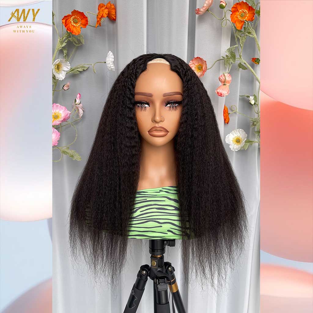 Cambodian Hair V Part Kinky Straight 200% Density Wig