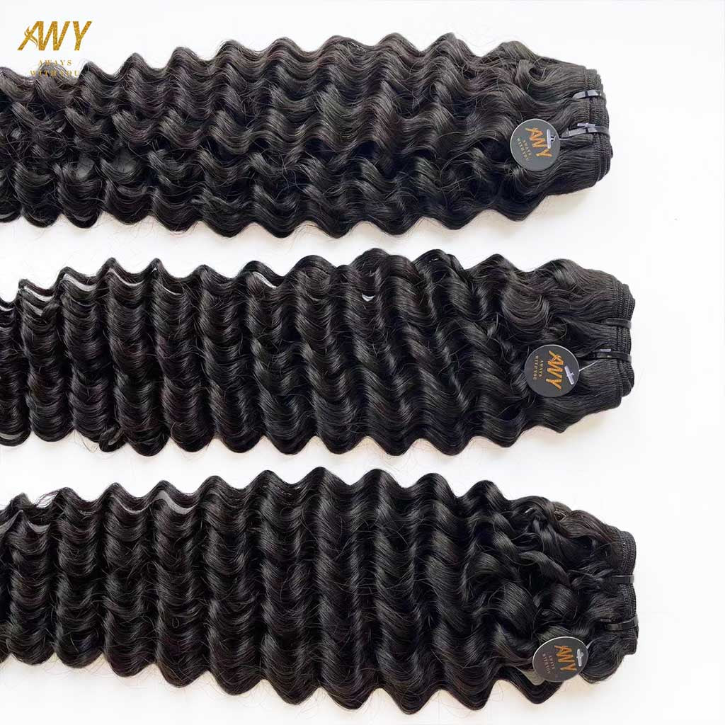 Raw Hair Double Drawn Deep Wave Bundles